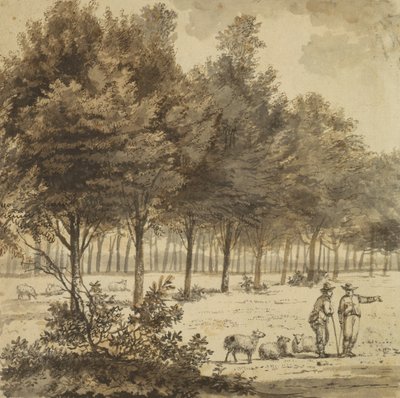 Twee herders en een laan door Willem de Heusch